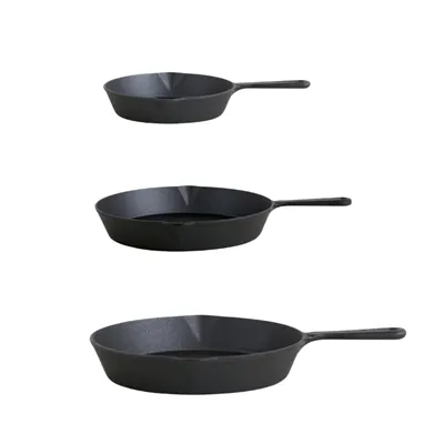 Set di padelle in ghisa da 6"8"10", padella in ghisa, friggitrice da cucina, diametro 15,5/20/25 cm