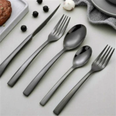 Set di posate da 45 pezzi con texture nera, servizio per 8|Posate in argento WWS