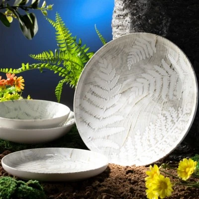 Collezione di stoviglie in porcellana bianca Fern Shadow con stampa digitale
