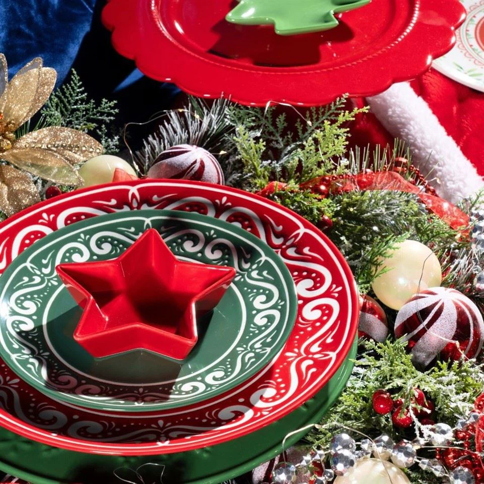 Winter Poinsettia Holiday Dinnerware Set Collection factory